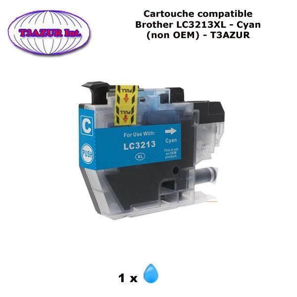 Compatible Brother LC3213XL Cartridge for Brother DCP J772DW, J774DW, MFC J890DW, J895DW Cyan Printer - T3AZUR