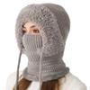 Winter Balaclavas Hat Scarf for Women Knsitted Hooded Caps Outdoor Warm Slouchy Warm Skiing Hat Outdoor Ear Protection Beanies