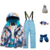 Children's Fashion Skiwear Set Boys' And Girls' Thickened Waterproof Thermal Ski Suit Five-Piece Outfit With Jacket And Trousers