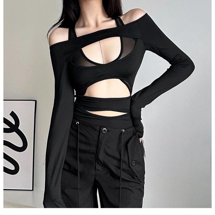 Aesthetic Hollow Design Sexy Slim-Fit Jumpsuit - Trendy Long-Sleeved Style for Women