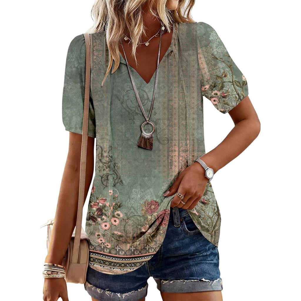 Women's Fashionable Casual Vintage Printed Top