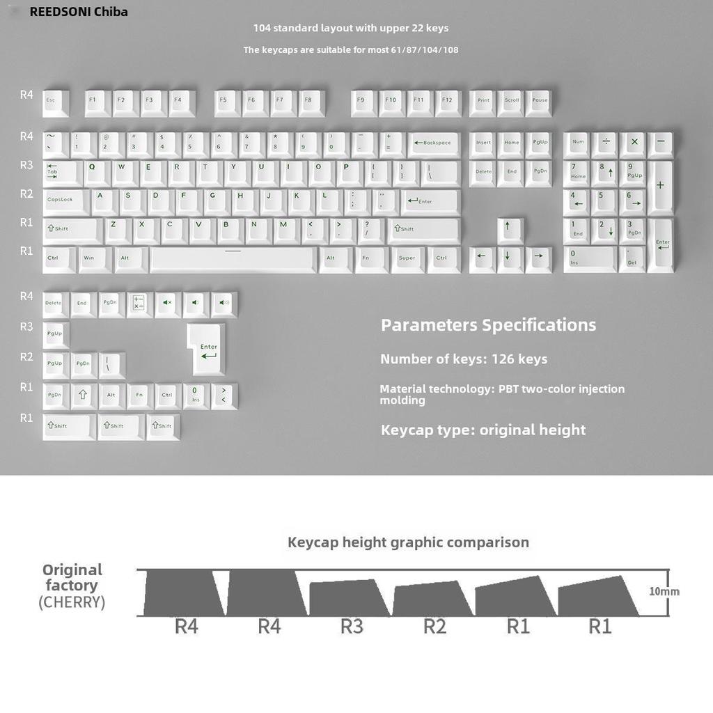 126-klawiszowe dwukolorowe nakładki na klawisze PBT do klawiatur mechanicznych