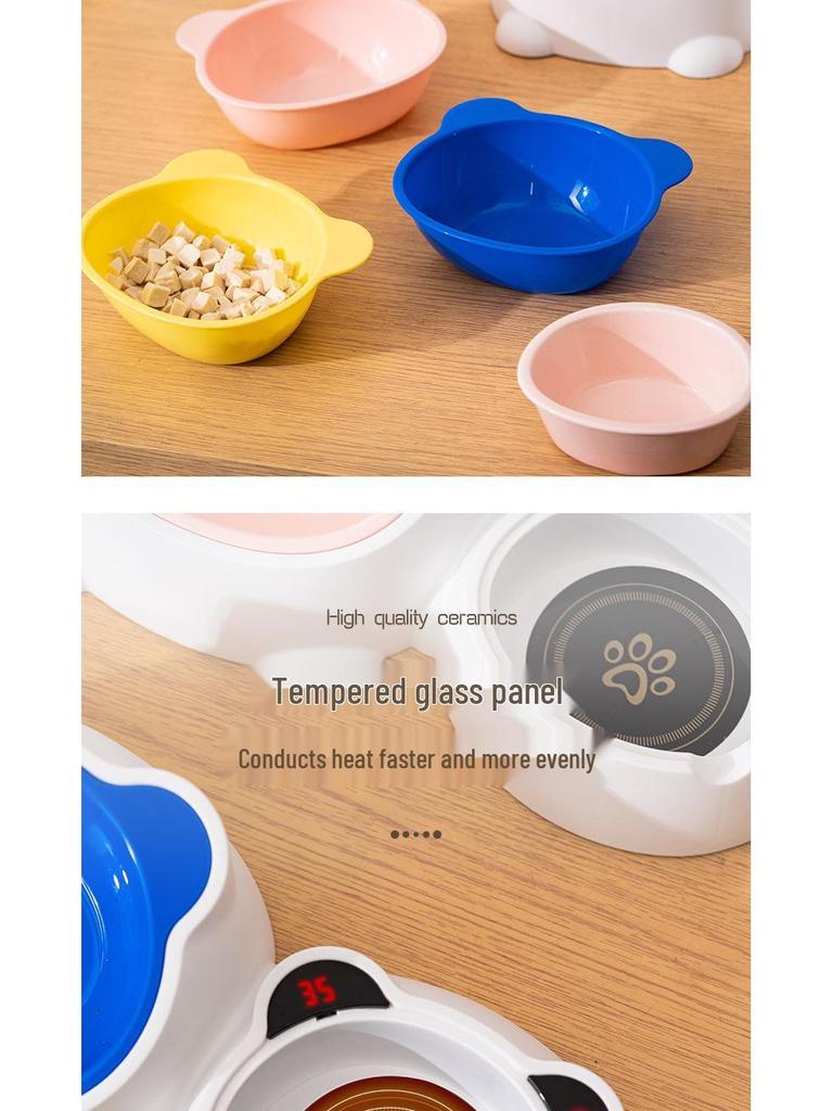 Ceramic Anti-Spill Temperature-Regulating Pet Bowl - Slanted Design for Cats and Dogs