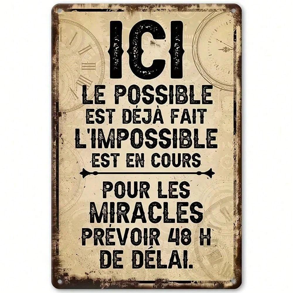 

Vintage French Wall Art Metal Poster Inspirational Quote for Home Cafe Bar