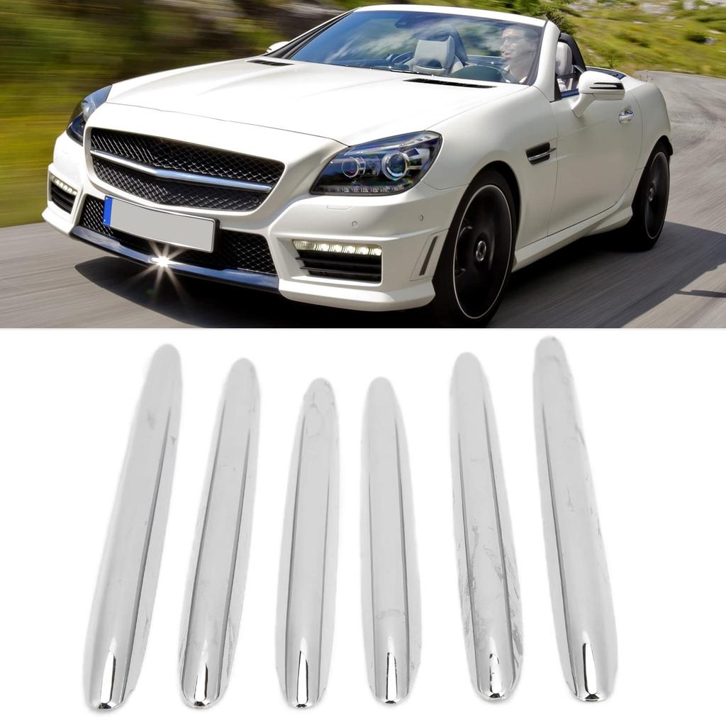 KIMISS 6pcs Chrome Stripe Vent Grille Trim, Car Engine Hood Vent Grille Cover Trim Parts For R172 SLK 2011-2019