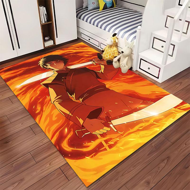 Fiery Warrior With Swords suitable as a non-slip mat for the living room or bedroom sofa