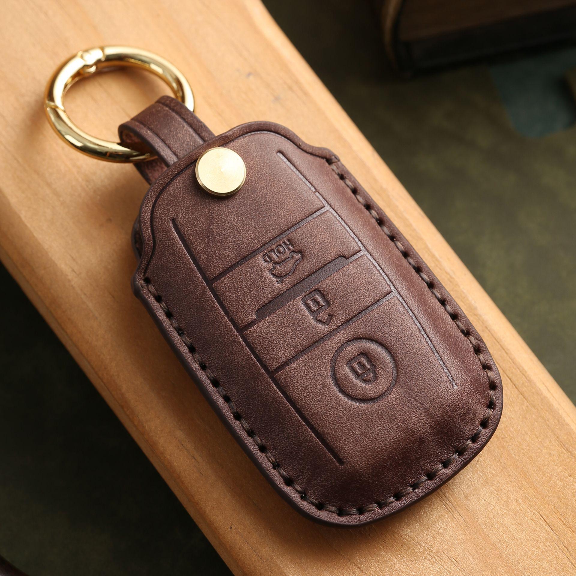 

Customized for Kia K3 key set K4 Smart Run kx3 Sorento car leather pure handmade protective bag buckle коричневий