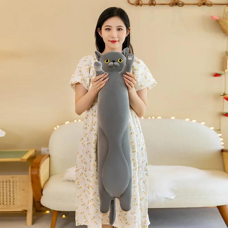 50~110cm Pisică Squishy Păpușă Lungă Jucărie de Pluș Animal de Desene Animate Umplut Pisoi Bebeluș Dormind Pernă de Îmbrățișare Confortabilă Cadou de Ziua de Naștere Pentru Copil