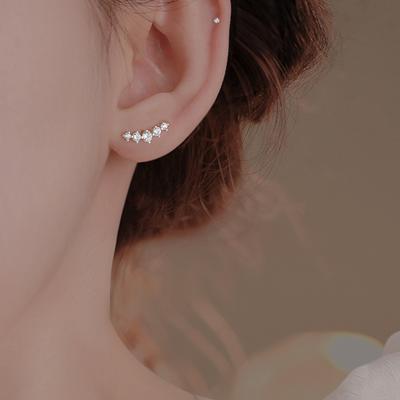 Diamantové náušnice pro ženy, lehký luxusní design Niche, Dongdaemun, Jižní Korea, jednořadé zirkonové náušnice, náušnice pro celebrity