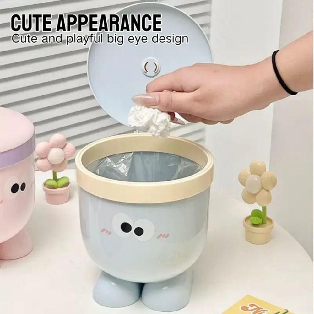 with Lid Garbage Bin Plastic Storage Box Cute Desktop Trash Can  Table & Office Desk
