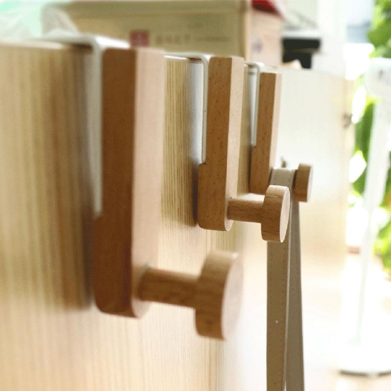 Multiple Purpose Cabinet Hook with Iron & Wood Space Saving Door Mount Hook 4pcs for Hanging Items In Various Rooms Saving