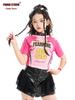 Girls' Hip Hop Dance Outfit: Short Sleeve T-shirt with Ripped Pants or Shorts Set for Performances