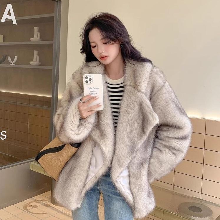 

Осень-зима свободного покроя, роскошная мягкая толстая теплая меховая шуба из искусственного меха лисы, женская пушистая куртка с длинным рукавом XS