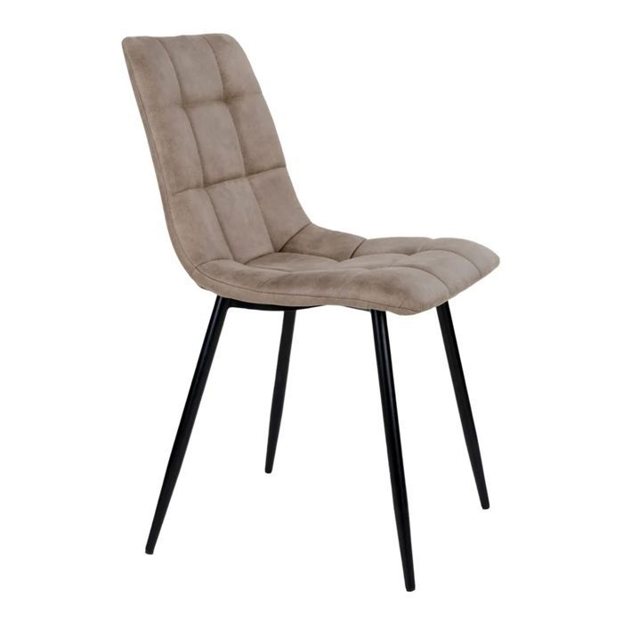Chaise - HOUSE NORDIC - Middlefart - Microfibre marron clair - Pieds en métal noir - Confort contemporain