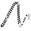 Catholic Black Rosary Beads Necklace For Women Men Cross Long Pendant Necklaces Praying Religious Zircon Church Gifts Rosarios