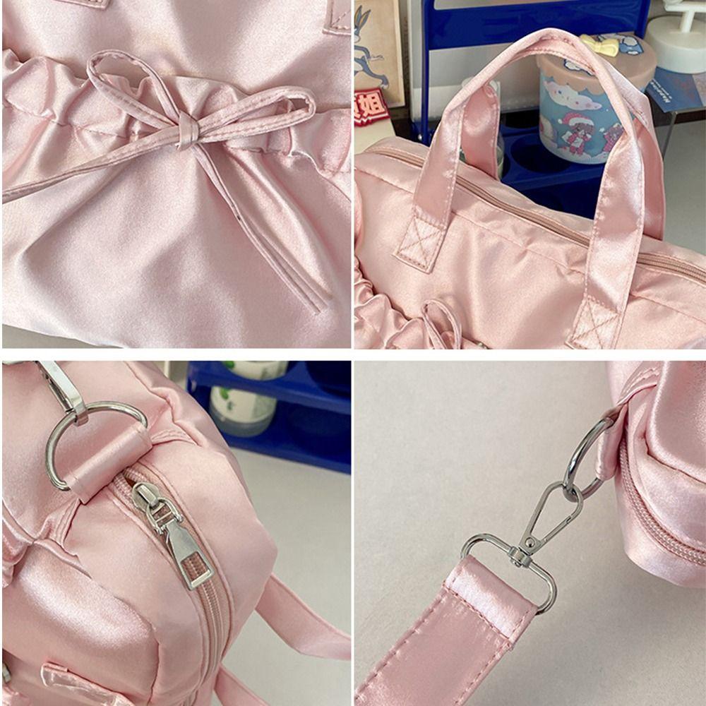 Portable Satin Bow Hand Bag Korean Style Fashion Laptop Bag Cool INS Shoulder Bag  Girls