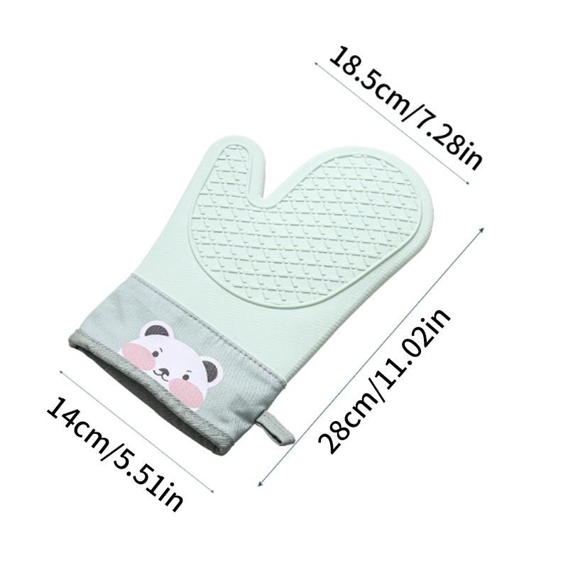 Silicone And Cotton Gloves Twill Double-Layer Microwave Oven Oven Gloves Kitchen Baking Heat Insulation Gloves Oven Mitts