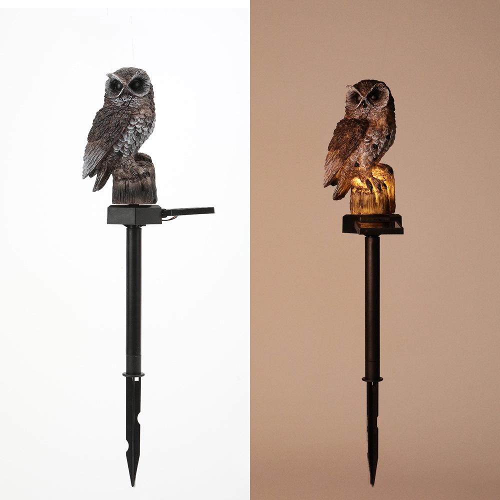 Solar-Powered LED Owl Garden Lamp - Resin Animal Yard Decor