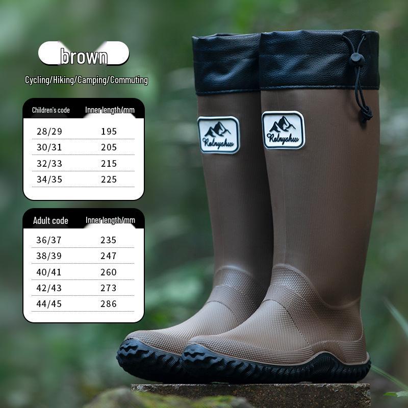 Foldable Waterproof Family Rain Boots - High-Top, Hiking, Camping, and Commuting Shoes for Parent and Child.
