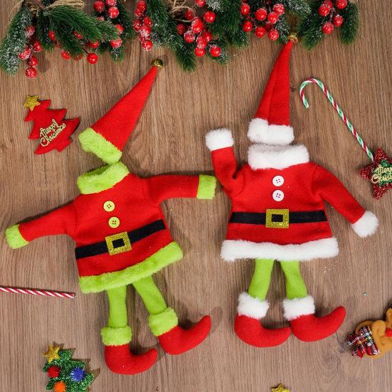 Santa Suit Wine Bottle Cover Christmas Wine Bottle Topper Covers with Leg And Hat Holiday Dining Table Centerpiece for Xmas Party Decor