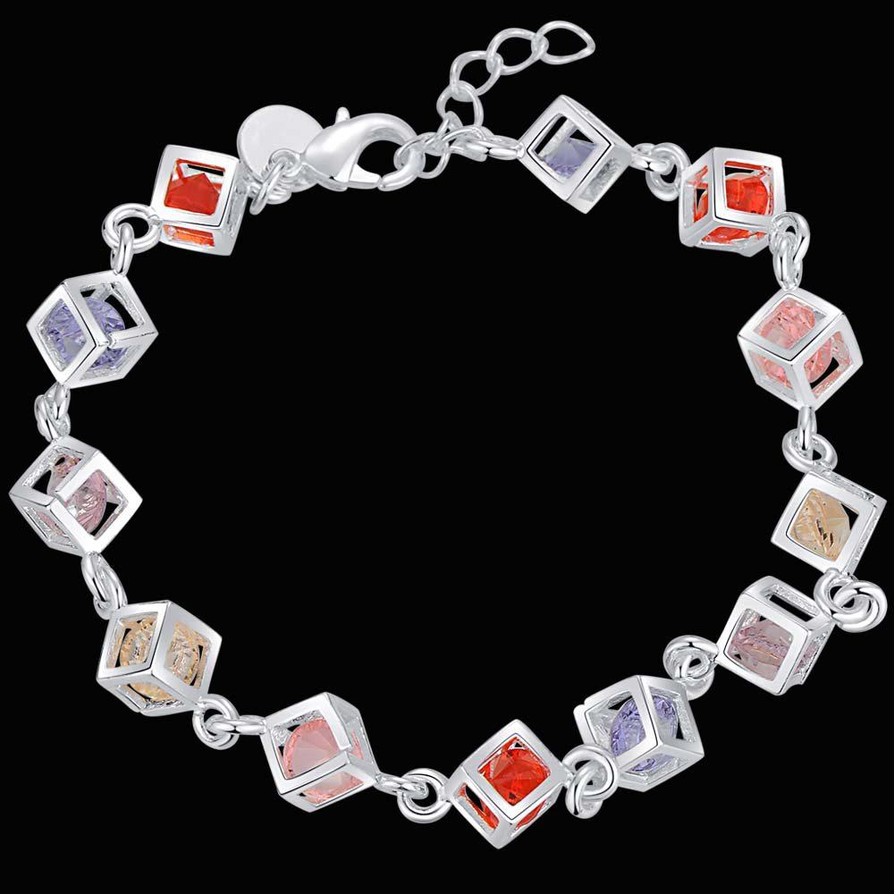 SAY 925 Sterling Silber Armbänder Bunter Zirkon Für Damen Exquisiter Schmuck Zubehör für Studentinnen Freundinnen Hochzeit Mode Geschenk