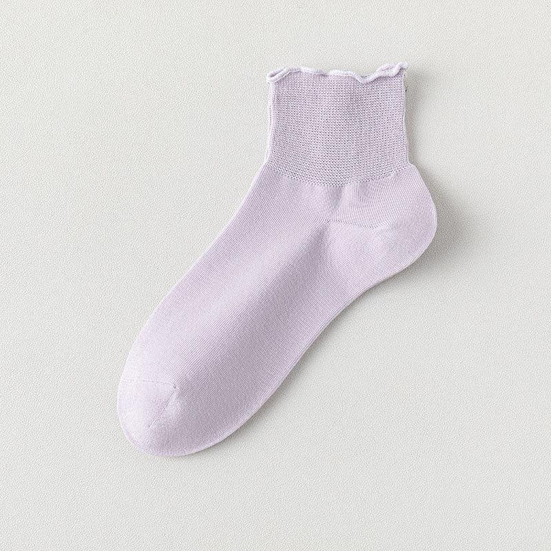 Women's Shallow Short Socks, Summer Thin Loose Lace Boneless Pure Cotton Postpartum Socks, Socks for The Elderly with Swollen and Plump Feet