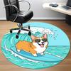 1PC Surfing Corgi Office Round Area Rug, Indoor Mat Suitable ForOffice, Under Office Chairs Bedroom Living Room Home Decor, Room Deco f008