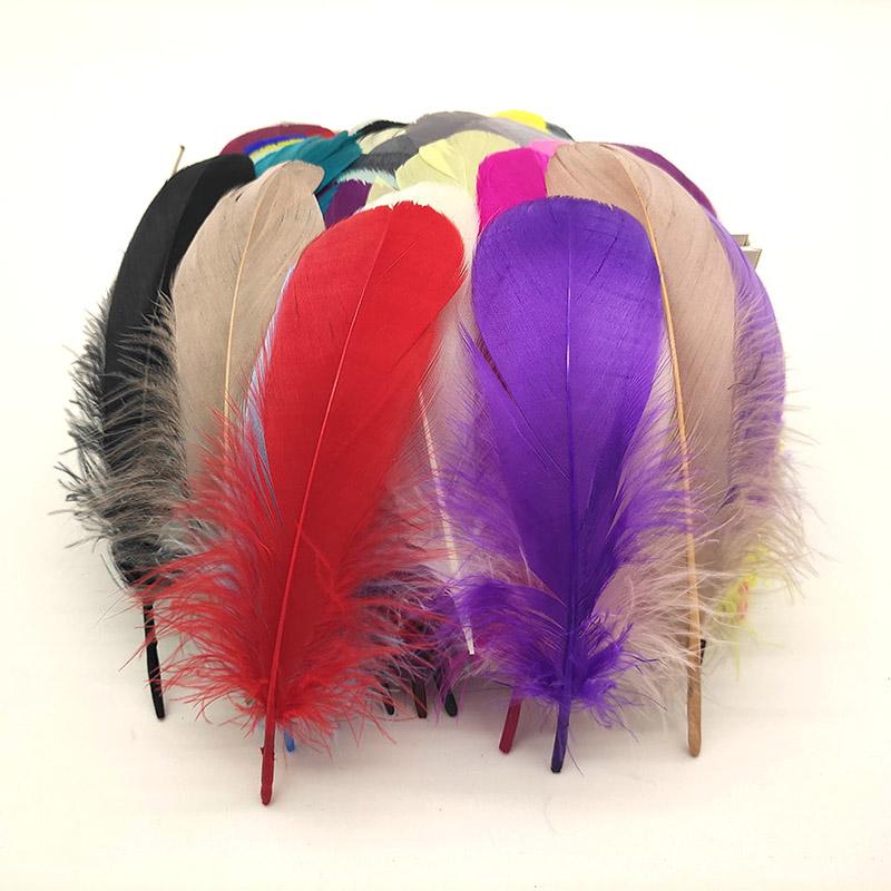 Colorful Party Feathers Craft Natural Goose Feather For Diy Home Decor White Wedding Feathers 100Pcs/Pack Garment Accessories