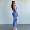 2025 Autumn Strapless Backless Solid Color Women's Dress