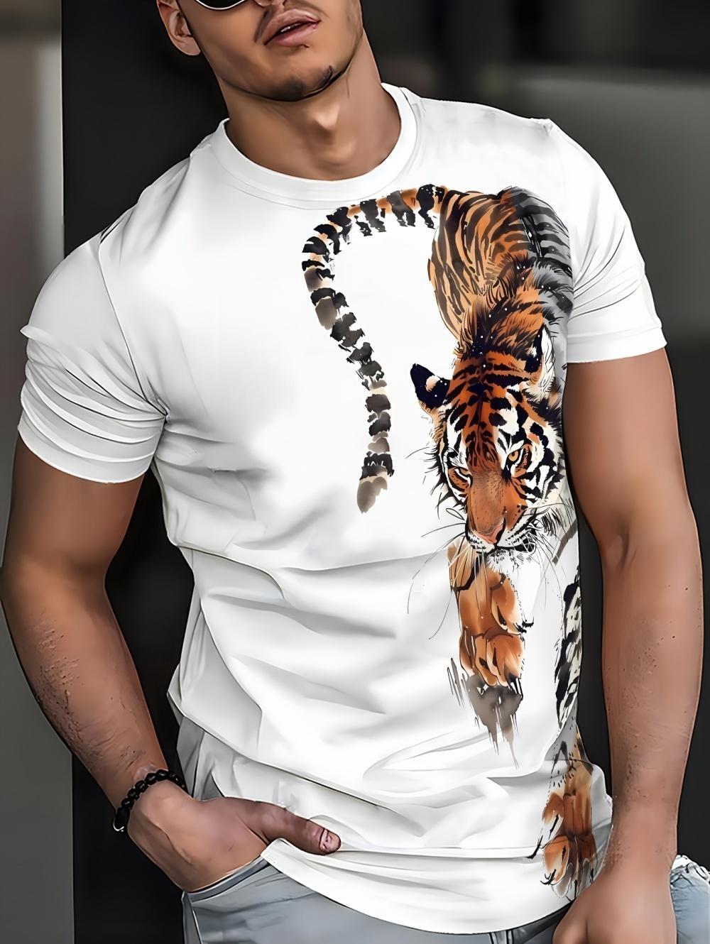 Cool Men s 3D Print T-Shirt High-Definition Tiger Pattern Summer Fashion Comfortable Streetwear Oversize O-Neck Men s T Shirt S