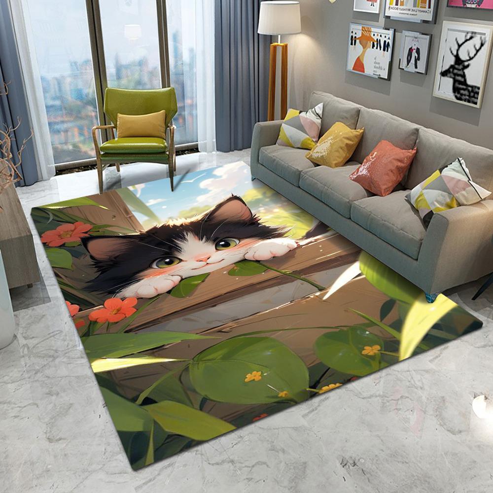  Cute Kitten Carpet Cartoon Living Room Bedroom Kitchen Sofa Entrance Rug Non-slip Washable Home Beautiful Cute Decor Mat