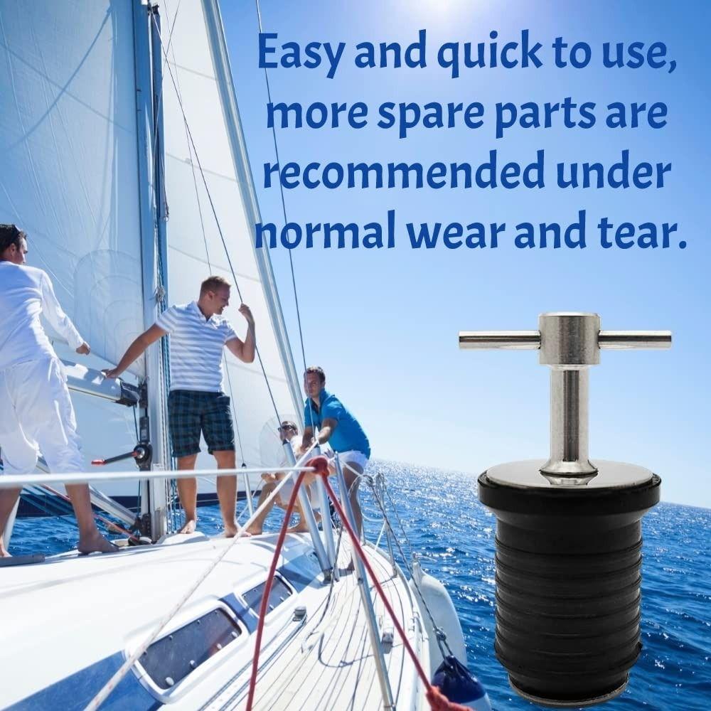 T-Handle Boat Drain Plug Twist -Turn Boat Accessories Plated Marine Rubber Plugs Yachts