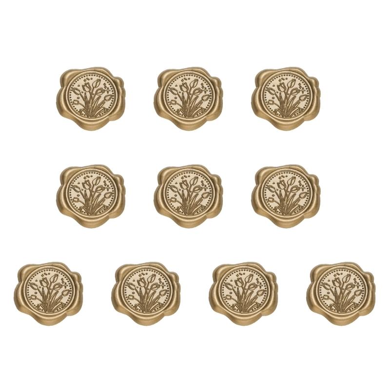 10Pcs Embossed Seal Stickers Adhesive Seal Decals for Wedding Invitations, Envelope, Birthday Valentines Christmas Card