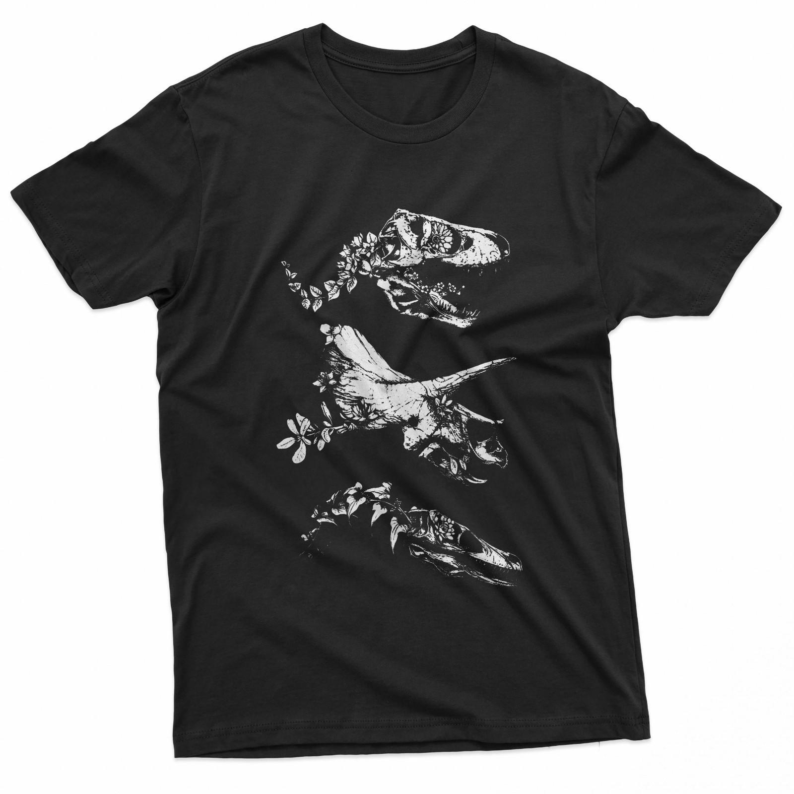 Bloom Dinosaur Skulls Retro T Rex Triceratops Art T-Shirt S