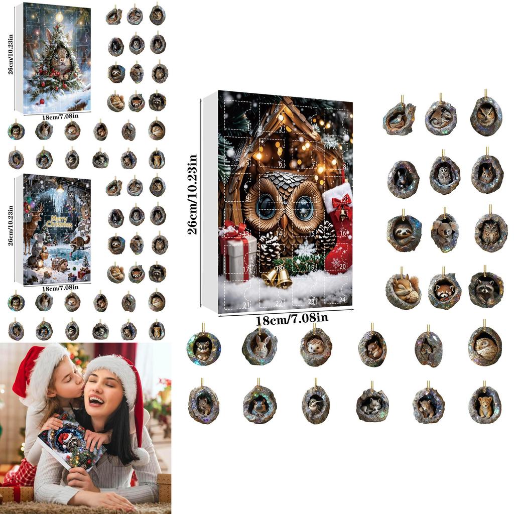 Christmas Animal Theme Blind Box Collection Featuring Acrylic Tree Ornaments For Festive Gift Ideas
