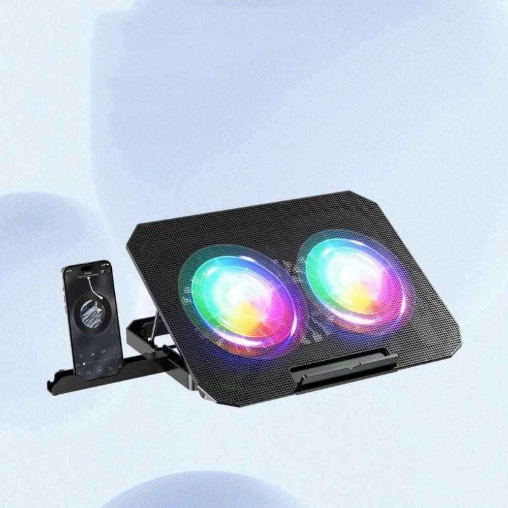 Colored Lights Notebook Riser RGB Two Fans Laptop Stand Holder Office/Home Use