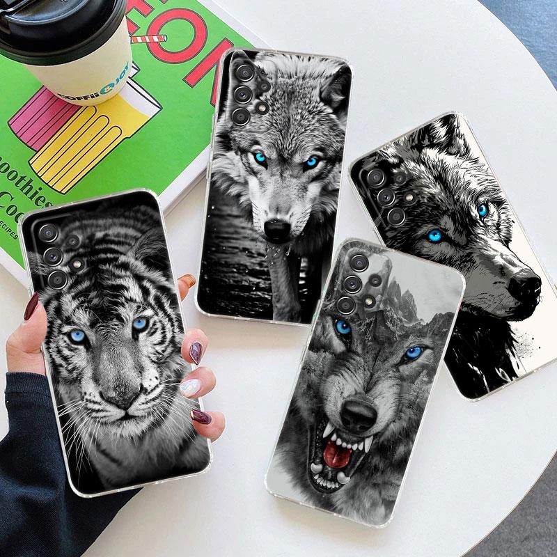 Wolf Lion Tiger Animal Case For Samsung Galaxy A55 A54 A52 A53 5G A15 A14 A13 A21S A23 51 A34 A35 A33 A32 Phone Case Clear Cover