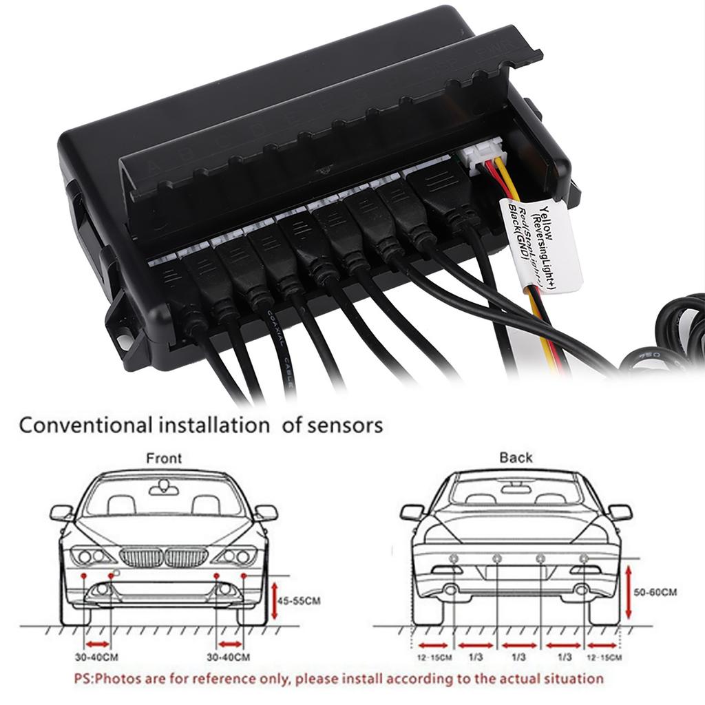 Car Reverse Backup Radar Buzzer LED Parking Detector Monitor System with 8 Radar Sensor