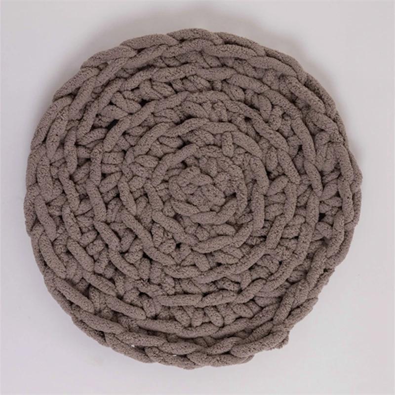 

Подушка для сиденья из однотонного японского бархата, круглый плетеный коврик ручной работы, коврик-татами, коврик для кошачьего и собачьего туалета Diameter 50CM верблюд