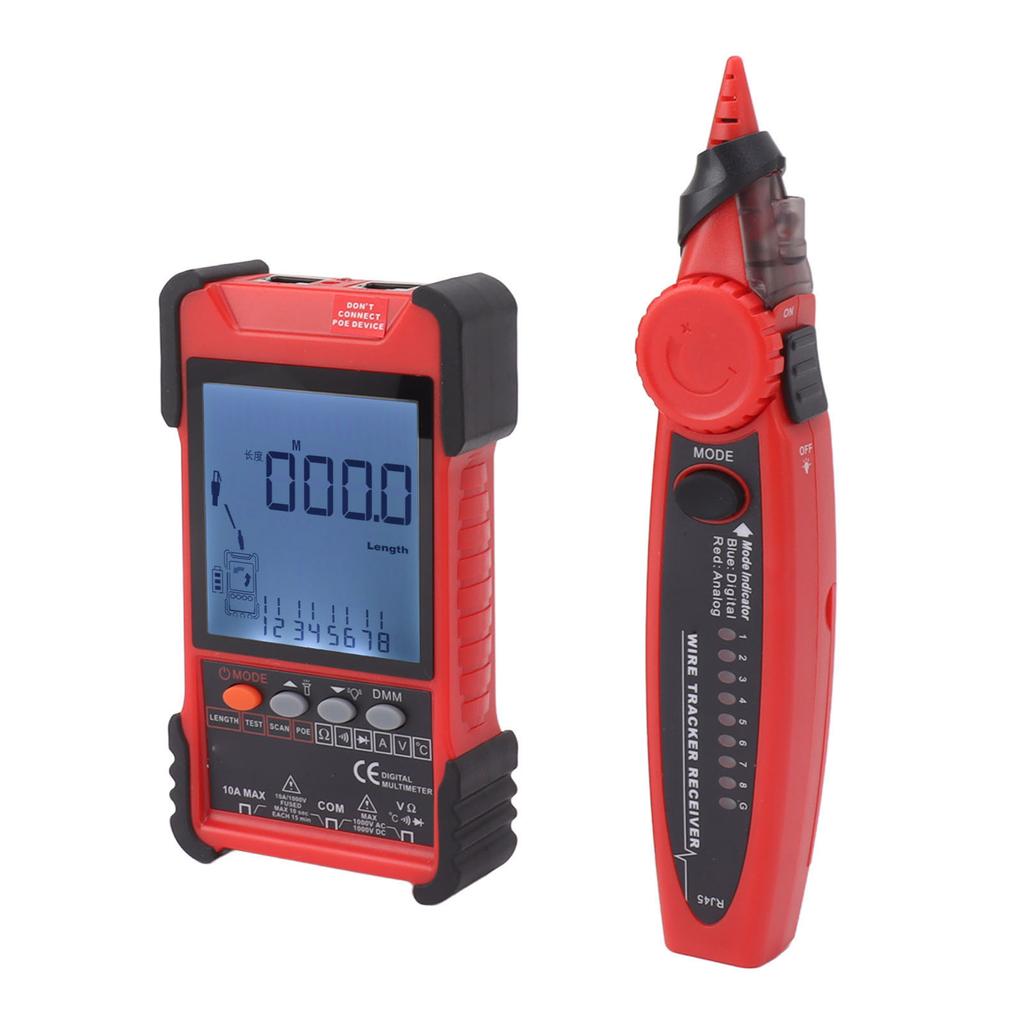 2 In 1 Network Cable Tester Digital Multimeter LCD Screen Network Wire Finder Kit for Metal Cable