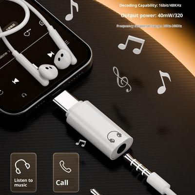 1Pcs Type C To 3.5mm Audio Adapter Earphone AUX Adapter For Phone 15 Galaxy S24 S23 Ultra USB Type C To 3.5mm Aux Adapter