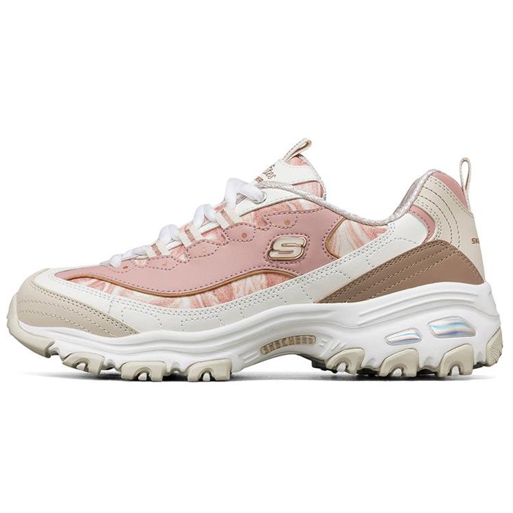Skechers DLites 1.0 Round Toe Lace-Up Low-Top Dad Sneakers Women sneakers Pink White 149240-OFPK 35.5