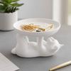 Cat Shape Ring Holder Jewelry Storage Rack Shape Anti-Falling Holder Durable Tray Resin Anti-Slip Space-Saving Organizer for Home Bathroom Bedroom