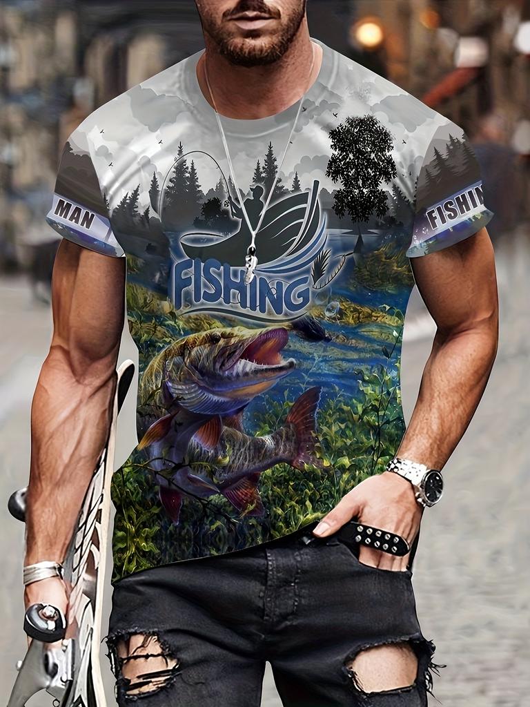 Fashion 3D Carp Fishing Men T-Shirt Fashion O-Neck Short-Sleeve Oversized T-Shirt Funny Tee Summer Streetwear Men Clothing Tops