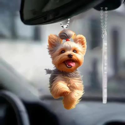Hanging Decoration Creative 2D Acrylic Flat Cartoon Animal Dog Pendant with Lanyard Easy To Hang Keychain Pendant Auto Accessory