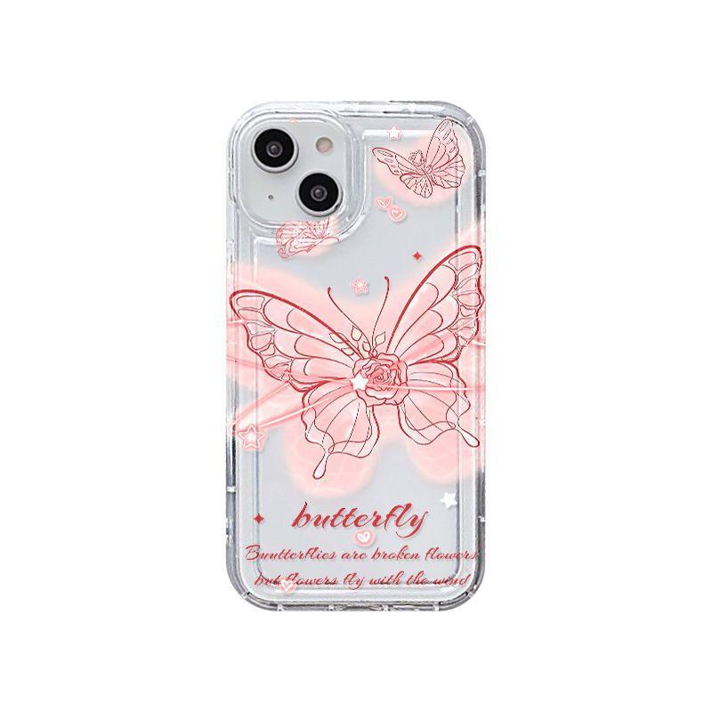 Pink line butterfly for iPhone17ProMax airbag mobile phone case 16Pro Apple 13/14 foreign trade 15