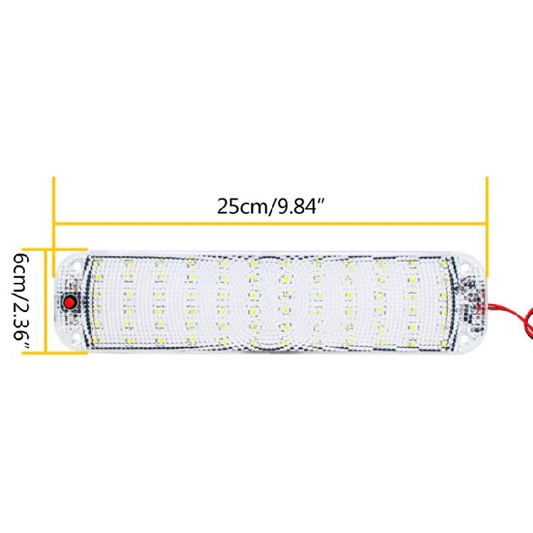 72LED 12-24V Car Reading LED Night Strip Light Ceiling Lamp with On/Off Switch