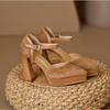 Thick Soled High Heels Women's 2026 Spring/summer Waterproof Platform Thick Heel Pointed Toe Straight Strap Shallow Mouth Pumps