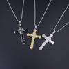 Titanium Stainless Steel Cross Necklace with Rhinestones - Men's Bold Fashion Accessory