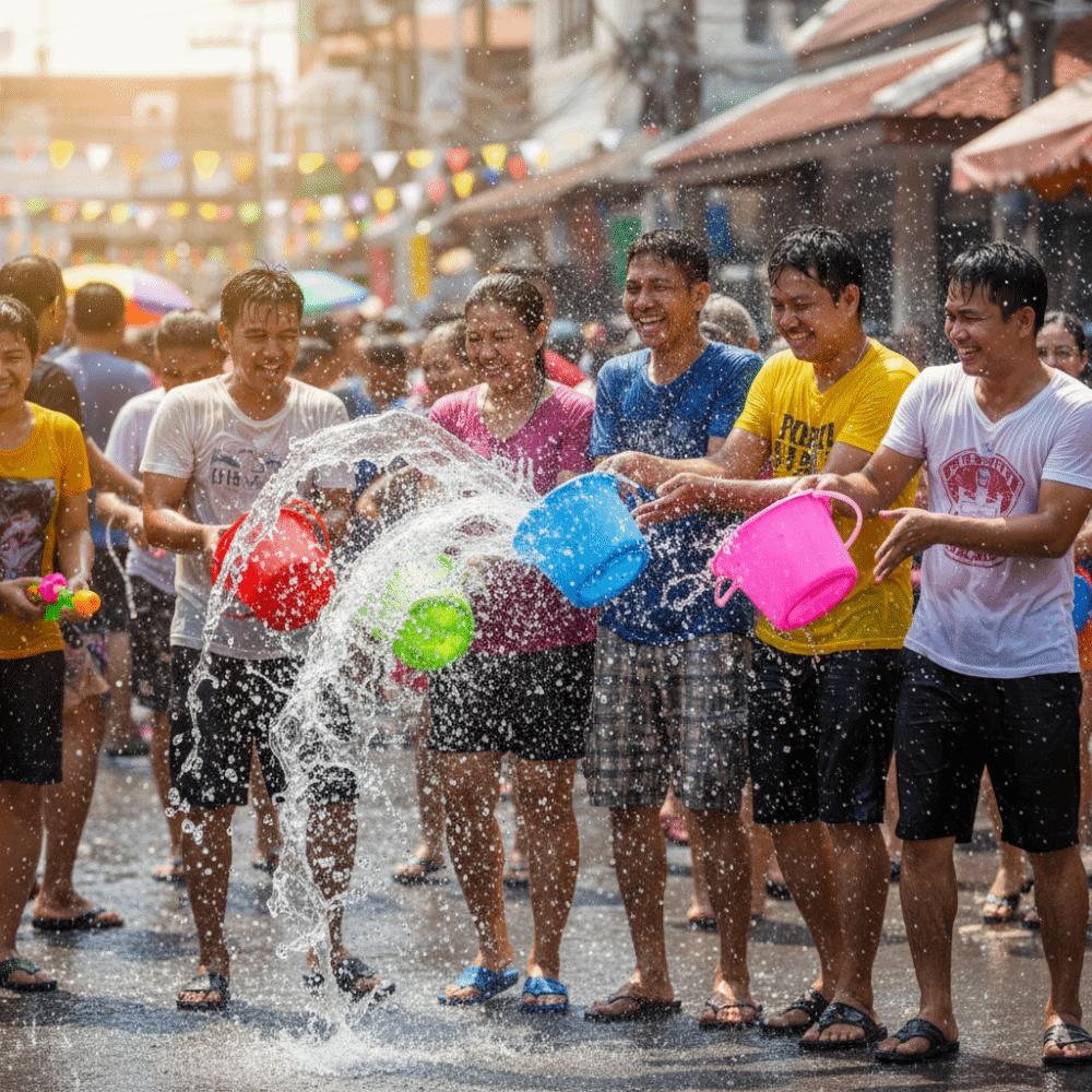 6 Pcs Water-Splashing Festival Toy Beach Sand Buckets with Handle Sand Pails  Outdoor Summer